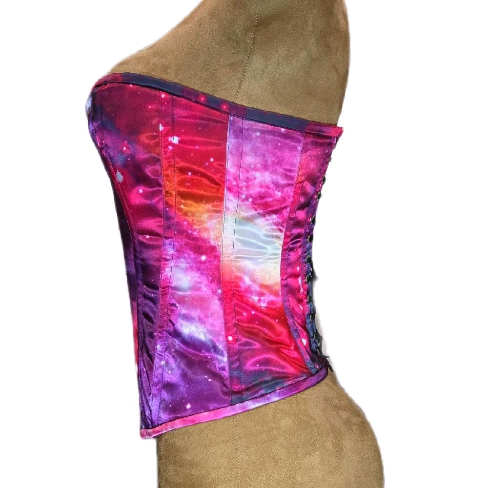 Pink, Purple & Red Galaxy Overbust Corset – 26" Waist Goal