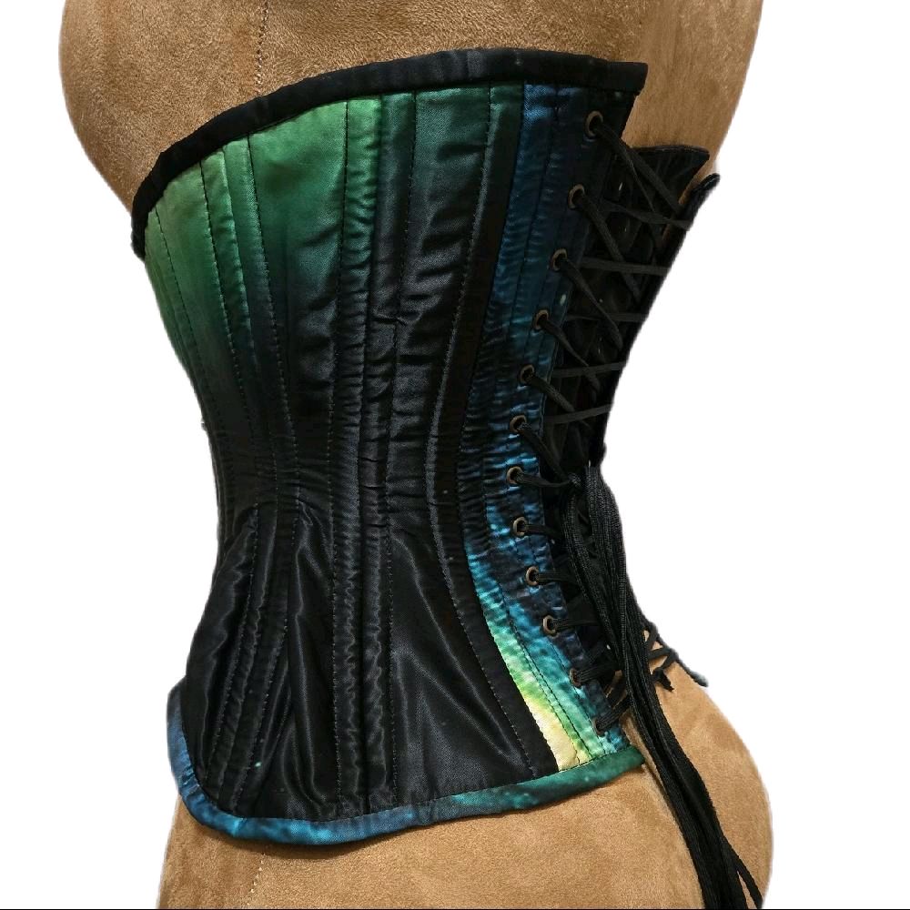 Green & black galaxy Ombre Corset – 20” Waist, Swing Clasp, Curvy Hourglass Waist Trainer