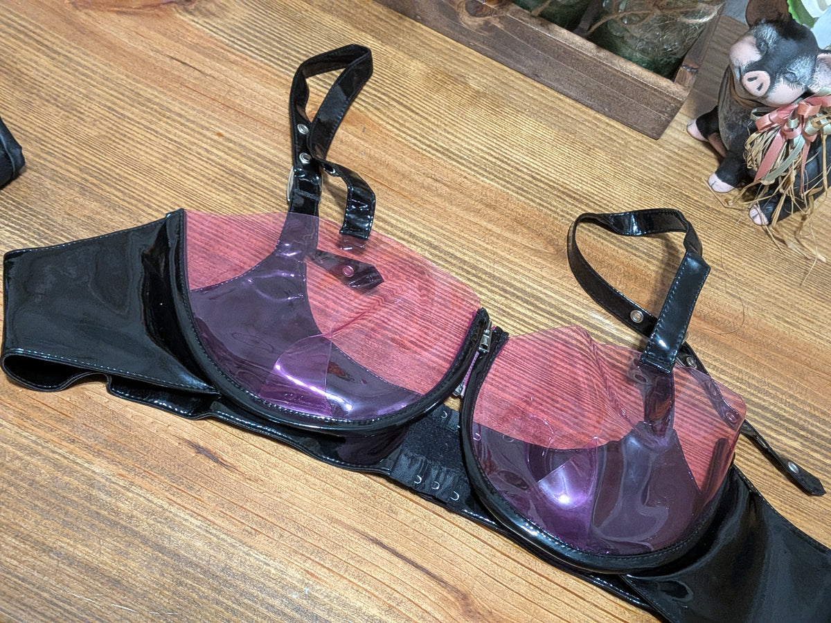 Custom purple PVC corset and bra