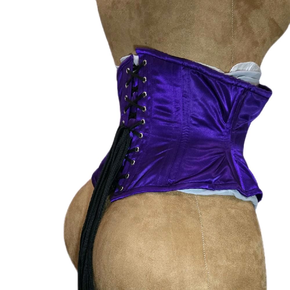 Purple Satin Steel Boned Waist training corset 26 inch waist goal 10 length | waspie |