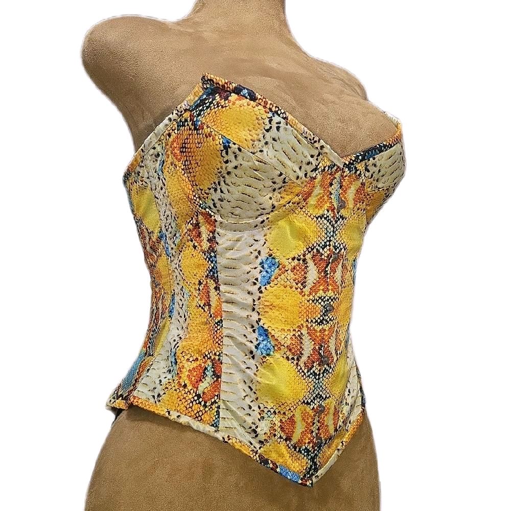 32-Inch Waist Goal| Colorful Snake Skin Print | Overbust Waist Training Corset