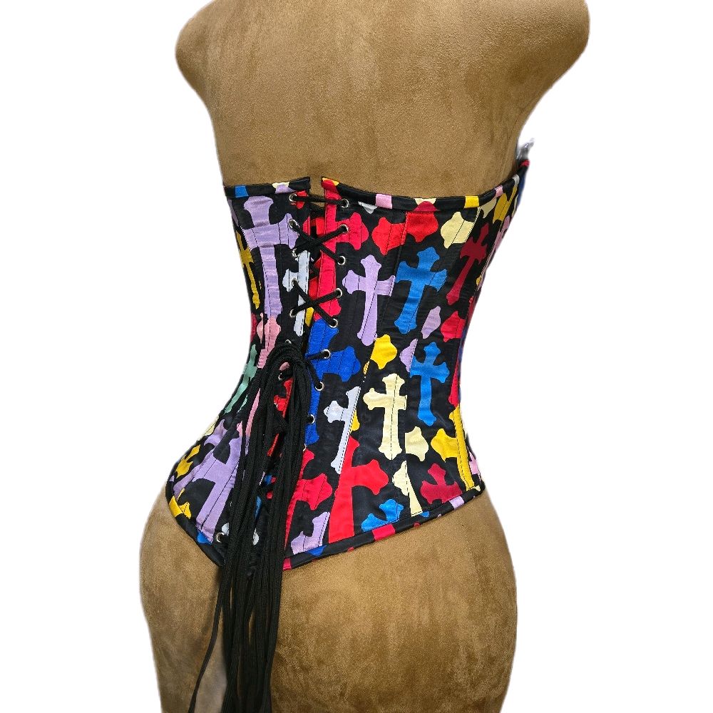 RAINBOW CROSS Overbust Corset 26" Waist Goal • 14.5" Length •