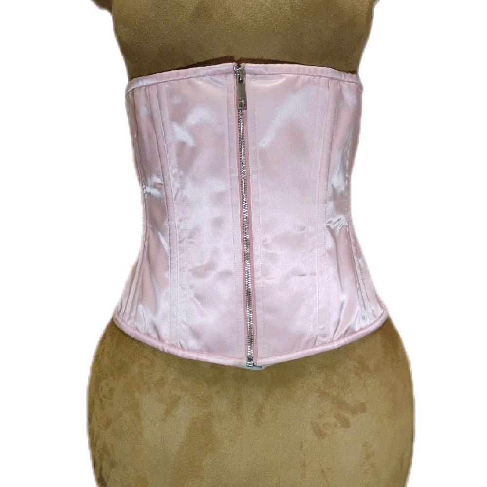 Light Pink Satin Zipper Corset | 32-Inch Waist Goal | 12.5-Inch Length