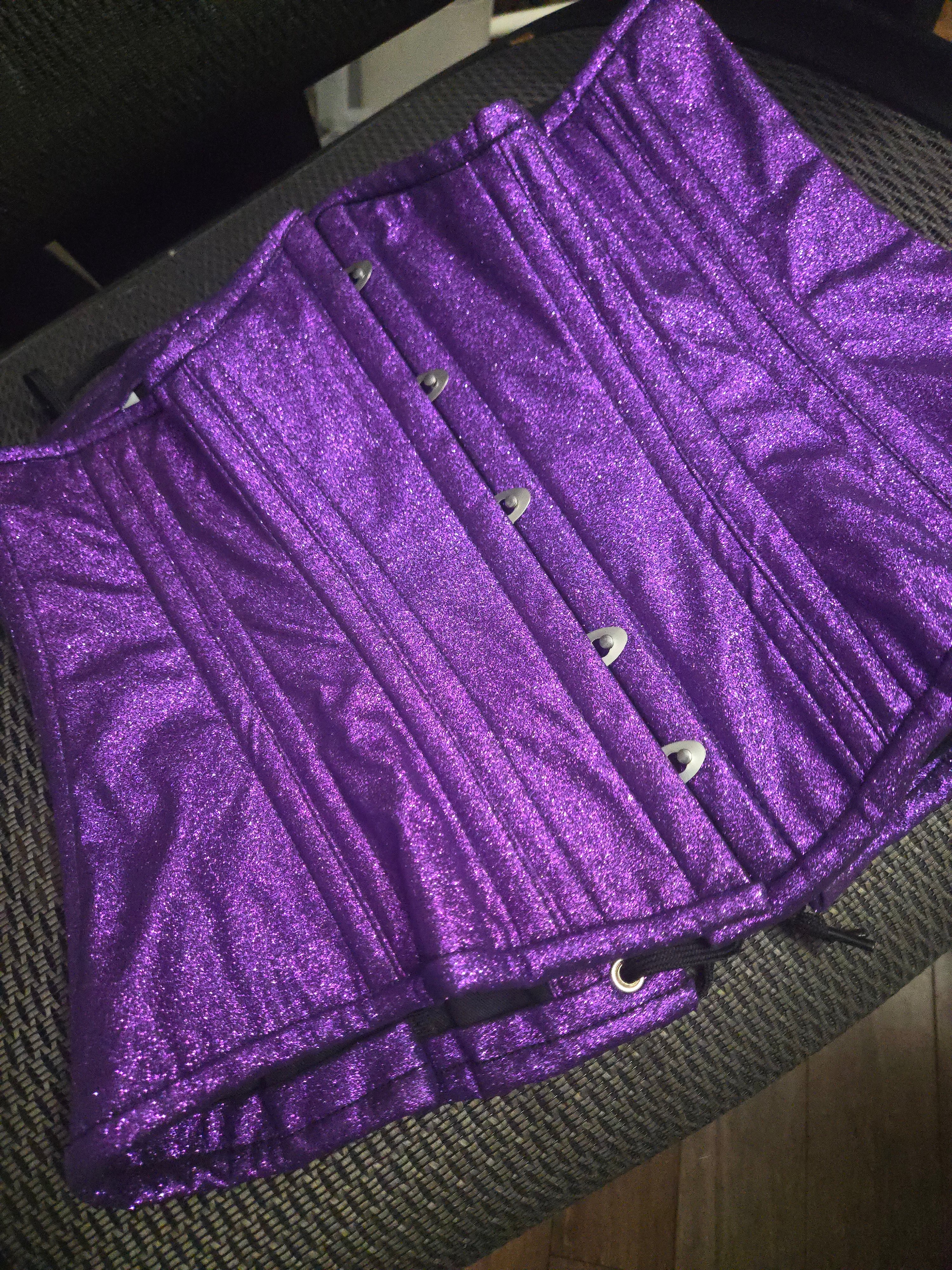 Purple GLITTER CORSET + pink pvc
