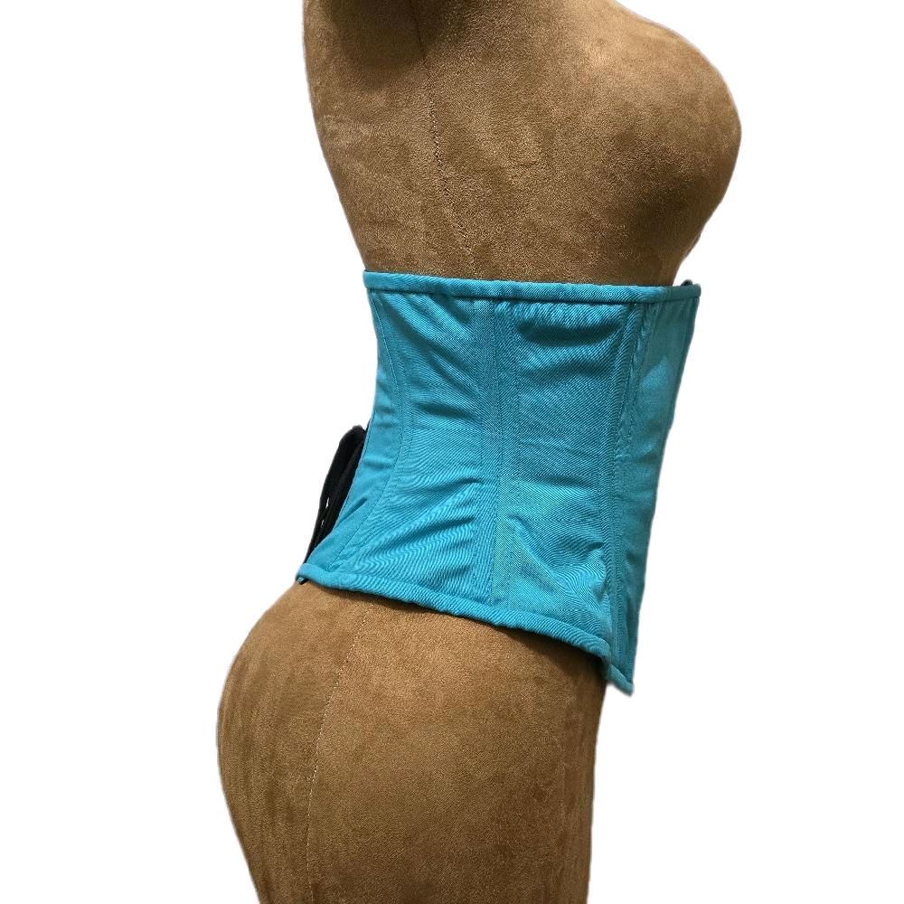 Teal Cotton Waist Training Corset – 26-Inch Waist Goal | 12-Inch Length