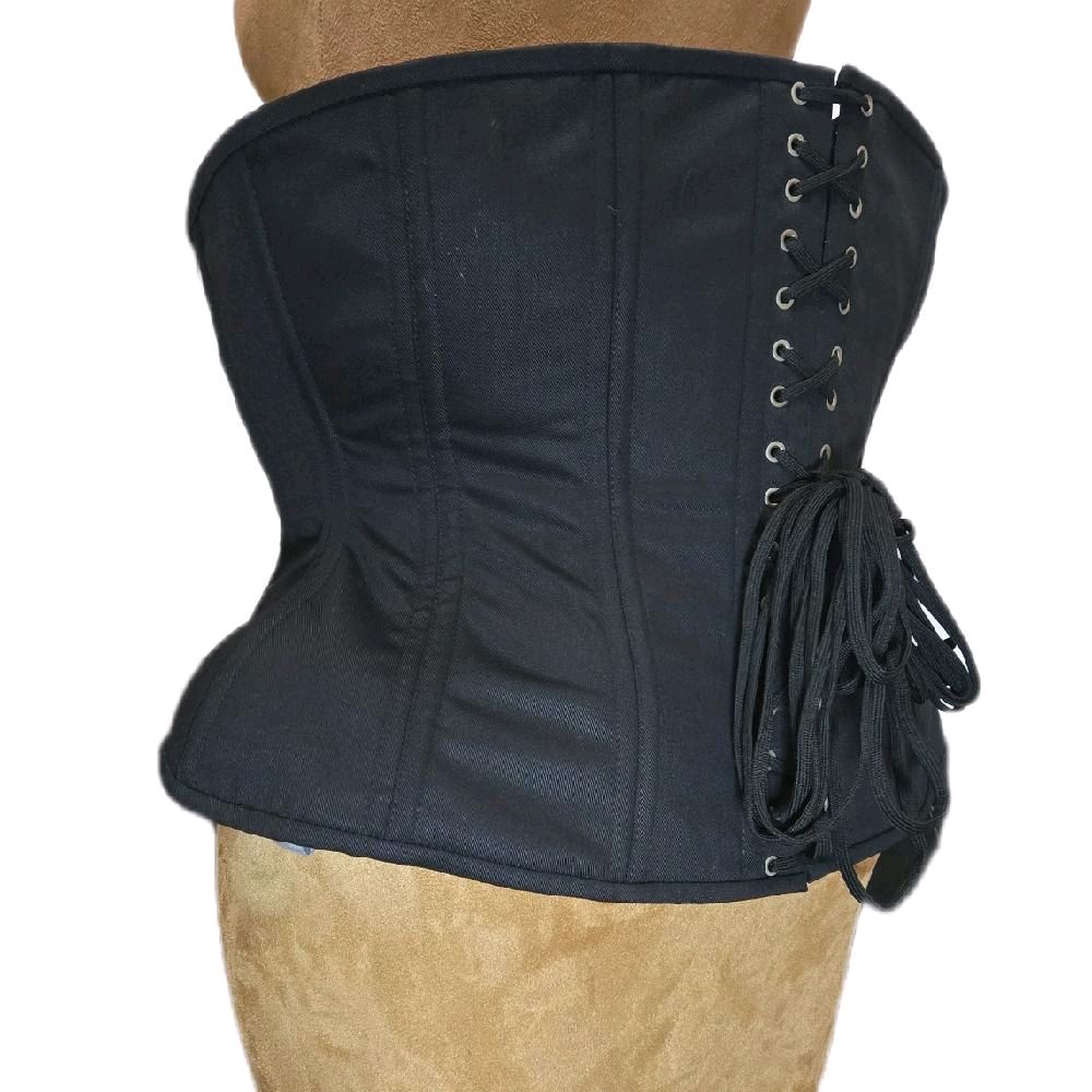 Black Cotton Waist Training Corset | 38” Waist Goal | 14.5” Length |