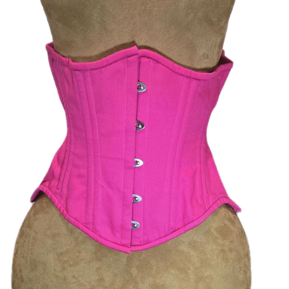Hot Pink Cotton 26-Inch Waist Goal 11-Inch Length Corset