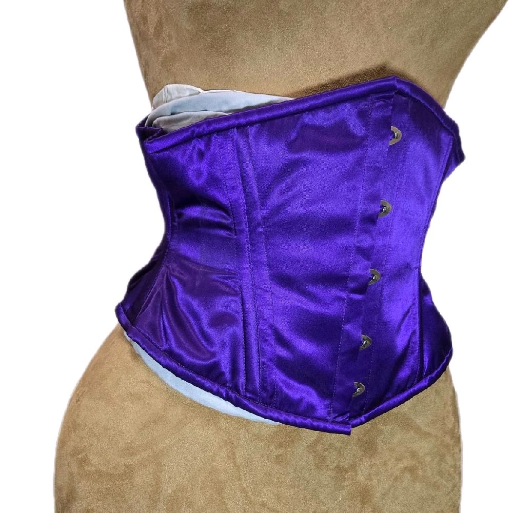 Purple Satin Steel Boned Waist training corset 26 inch waist goal 10 length | waspie |