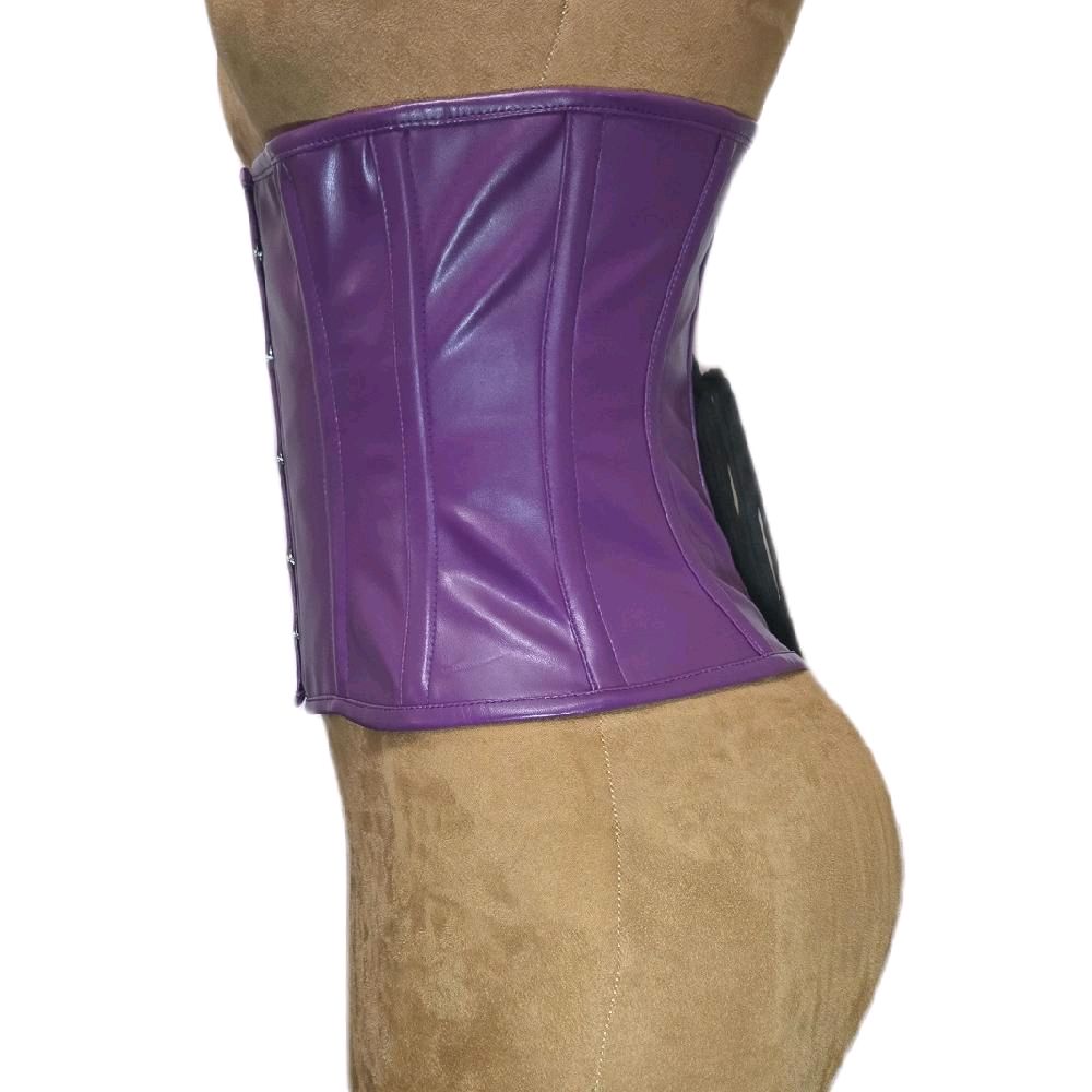 Purple Leather Waist Training Corset – 26-Inch Waist Goal, 10½-Inch Length