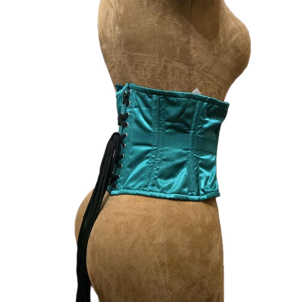 Teal Satin Corset – 28" Waist Goal | 9" Length Waspie Belt