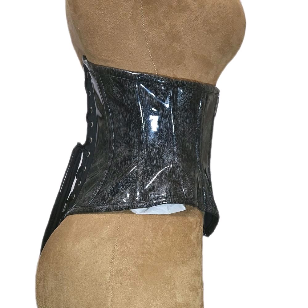 Gray/ Black PVC Corset – 26-Inch Waist Goal, 10-Inch Length WASPIE