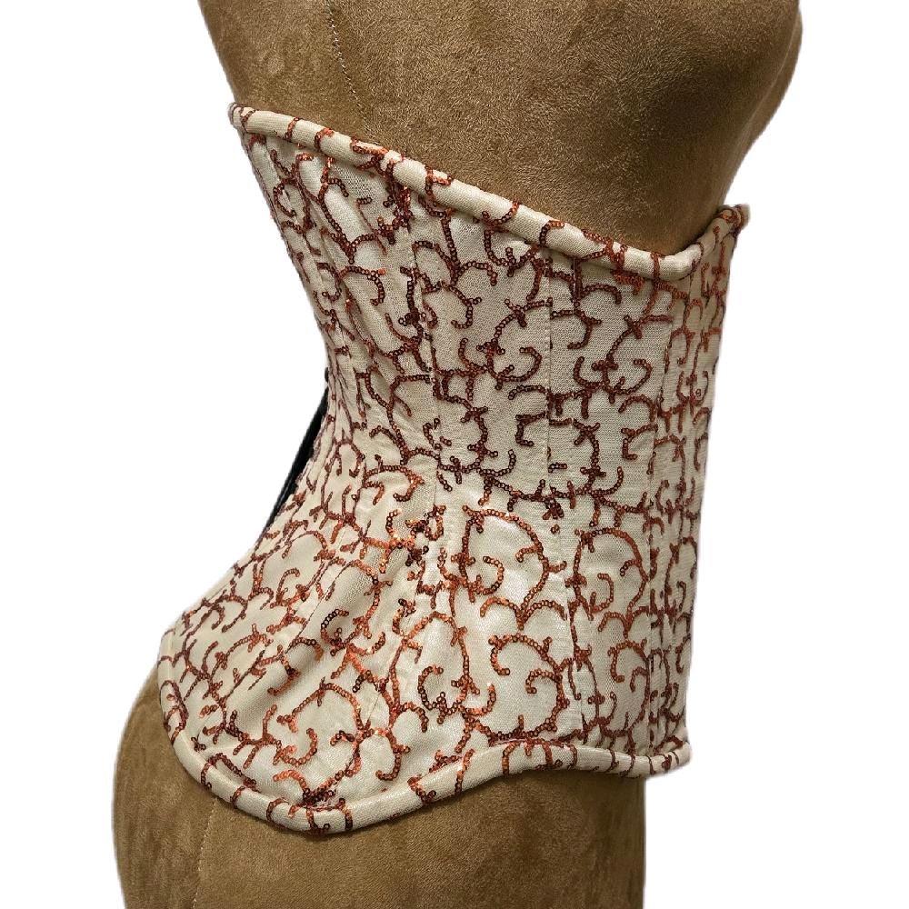 Orange Creamsicle Corset with Sequin Beaded Detailing | 22" Waist Goal | 11" Length