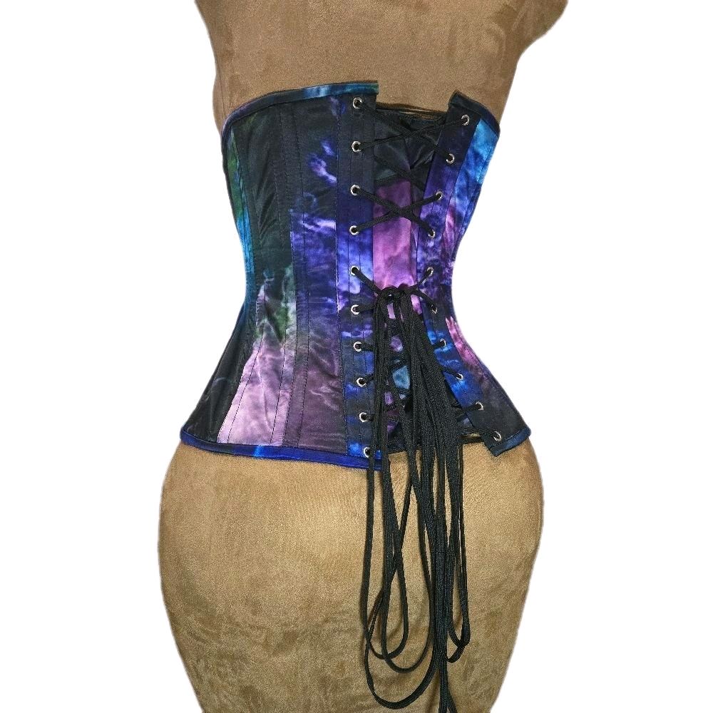Blue Green Purple Galaxy Waist Training Corset – 24-Inch Waist Goal, 13-Inch Length