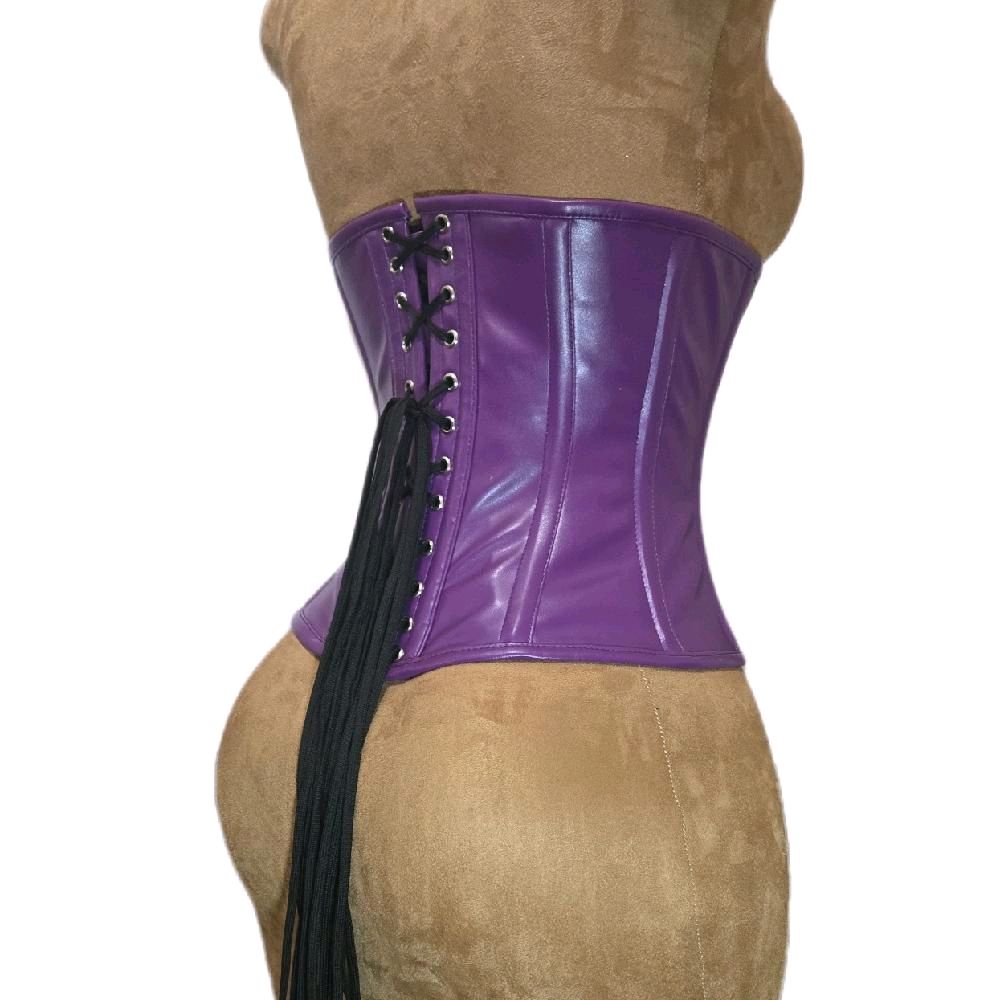 Purple Leather Waist Training Corset – 26-Inch Waist Goal, 10½-Inch Length