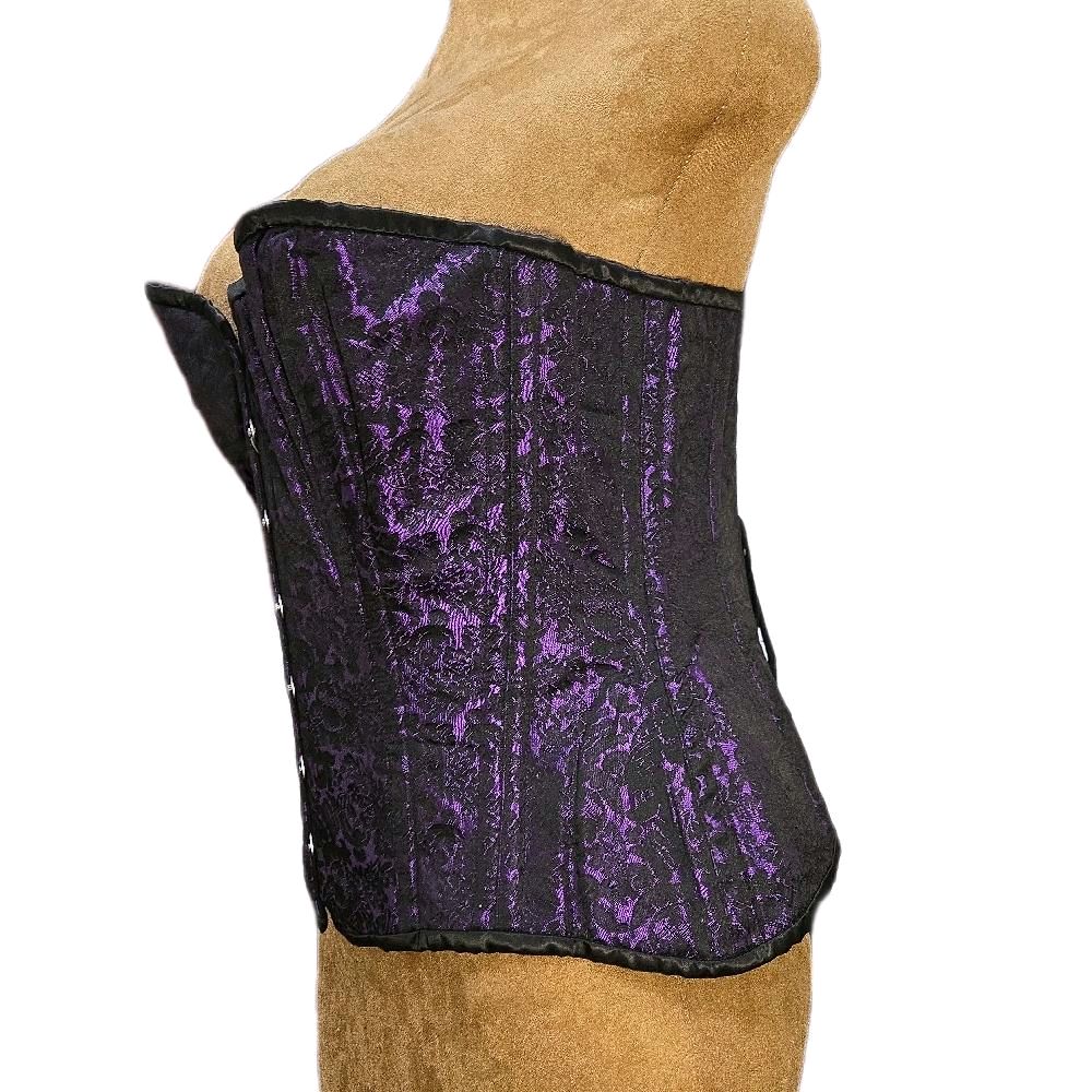 36” Overbust Corset | 14” length | Purple & Black brocade