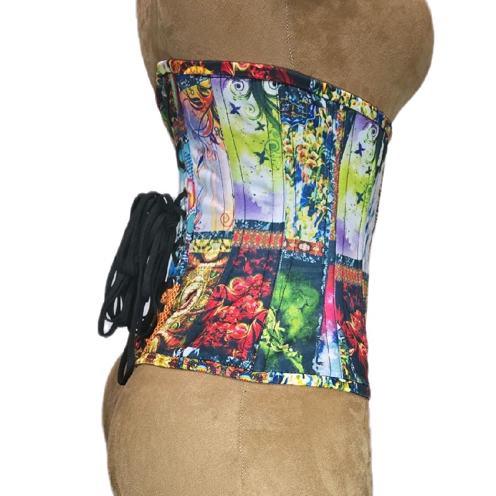 Multi-Print Zip Corset – 26-Inch Waist Goal, 12½-Inch Length- Steel Boned Waist Training Trainer