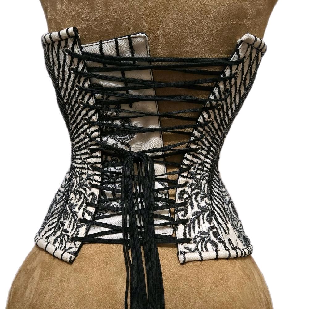 Luxury Sparkle Corset – Black & Cream Beading, 20”