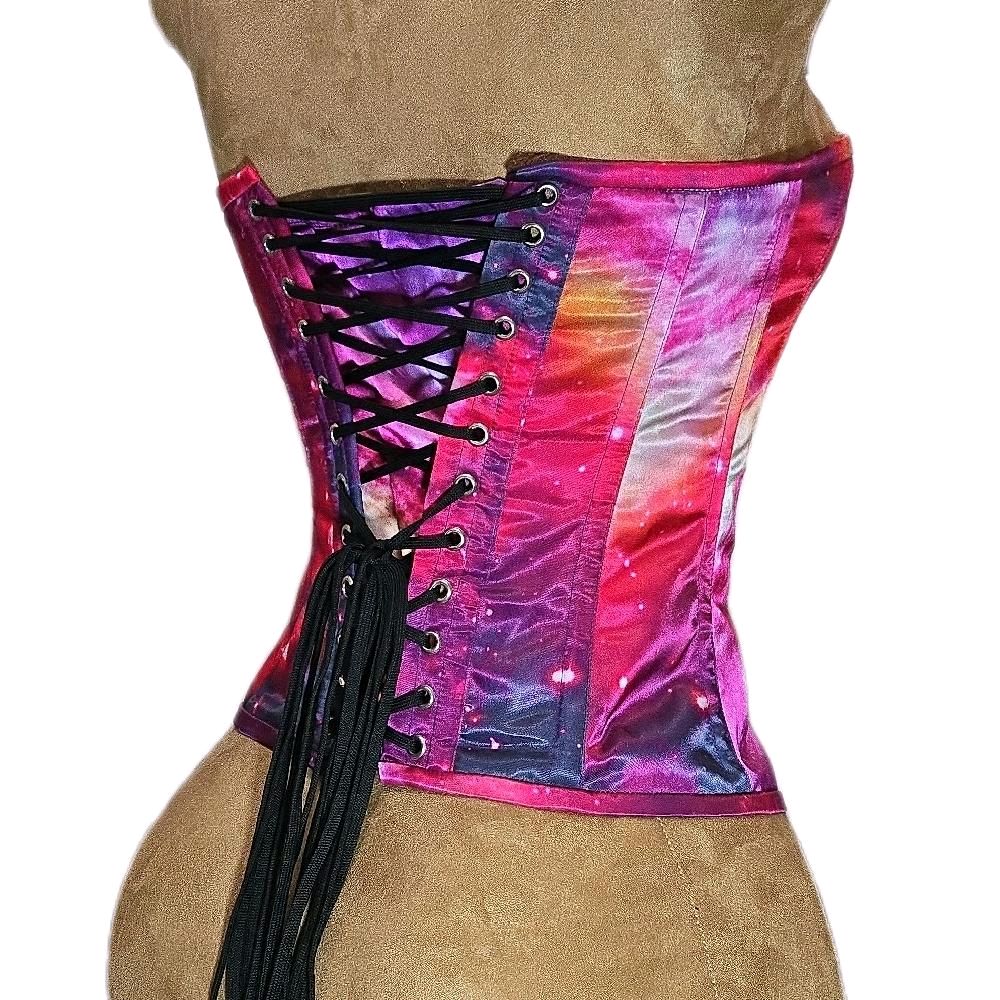 Pink, Purple & Red Galaxy Overbust Corset – 26" Waist Goal