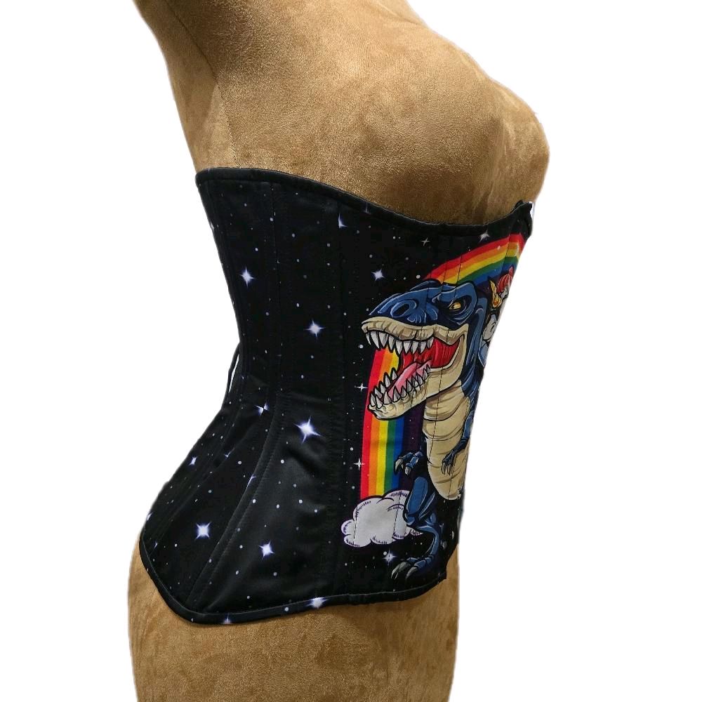 Fun Print Galaxy Unicorn, Dino & Cat Corset | 28" Waist Goal | 13" Length