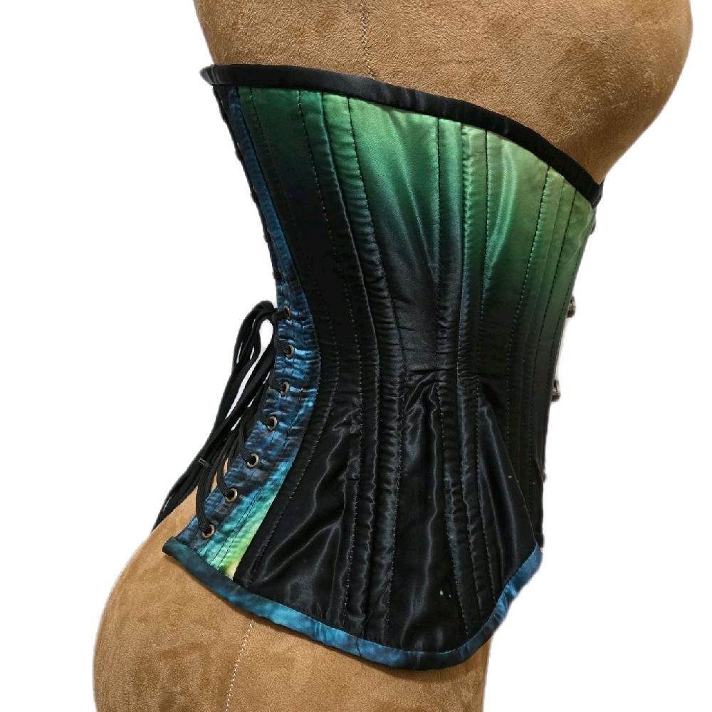 Green & black galaxy Ombre Corset – 20” Waist, Swing Clasp, Curvy Hourglass Waist Trainer