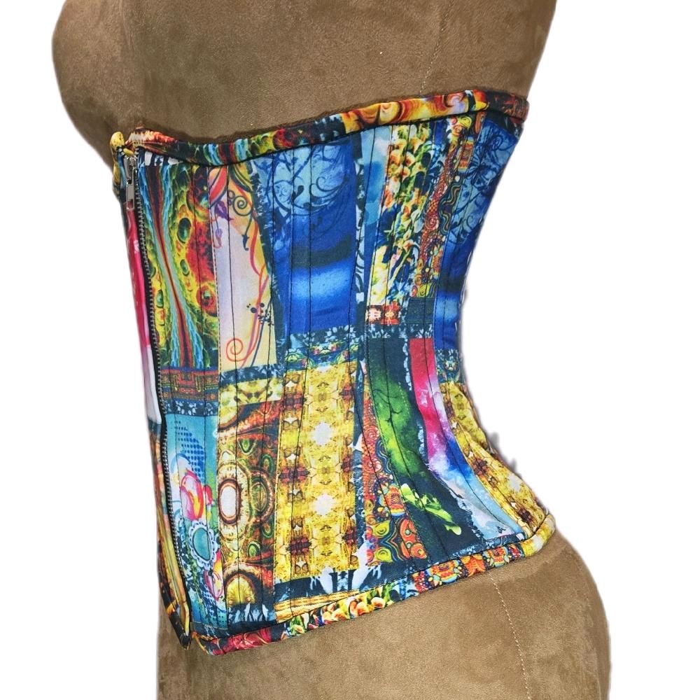 Multi-Print Zip Corset – 26-Inch Waist Goal, 12½-Inch Length- Steel Boned Waist Training Trainer