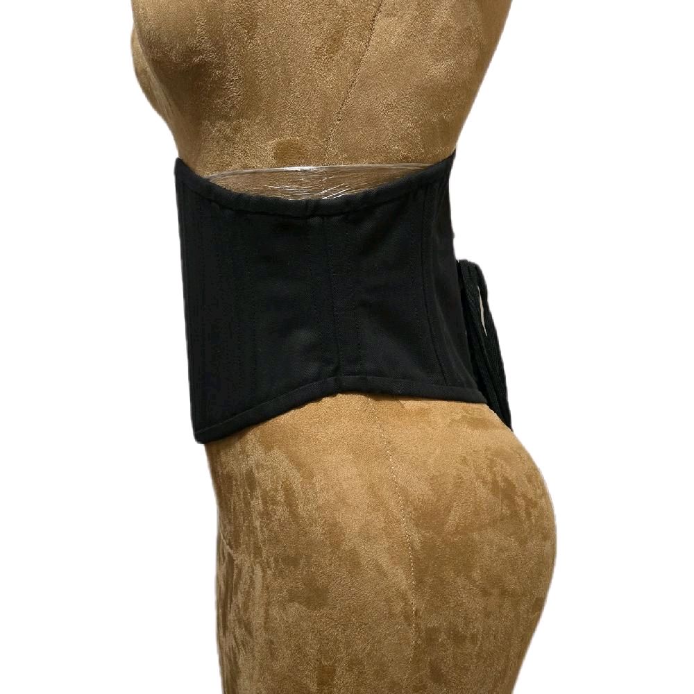 Unisex/Men’s Black Cotton WASPIE Corset | 28" Waist Goal | 9" Length | Buskless