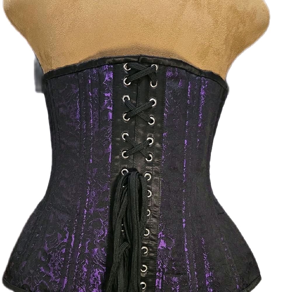 36” Overbust Corset | 14” length | Purple & Black brocade