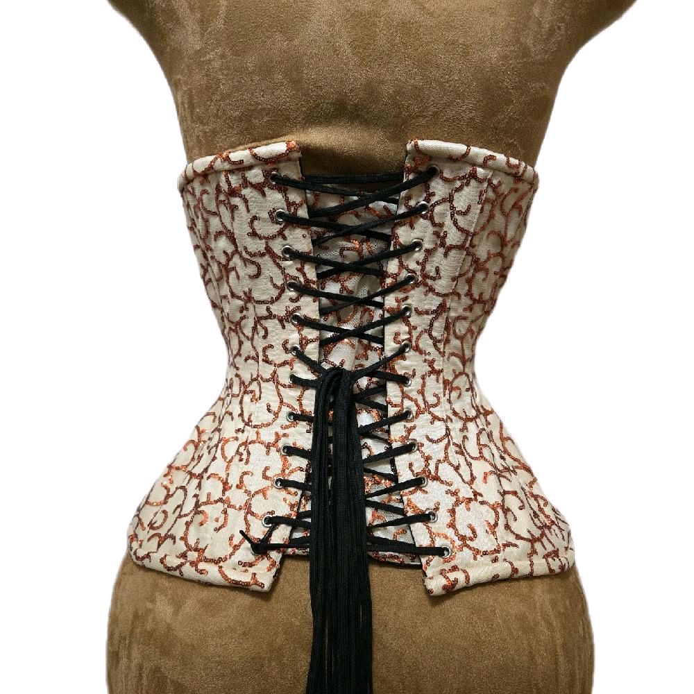 Orange Creamsicle Corset with Sequin Beaded Detailing | 22" Waist Goal | 11" Length