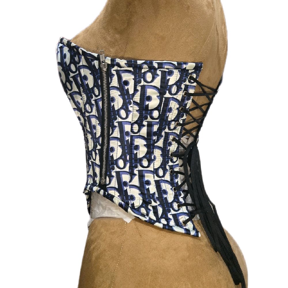 🖤💙 Designer Print Overbust Corset – 24" Waist Goal | 12” Center Length 🤍