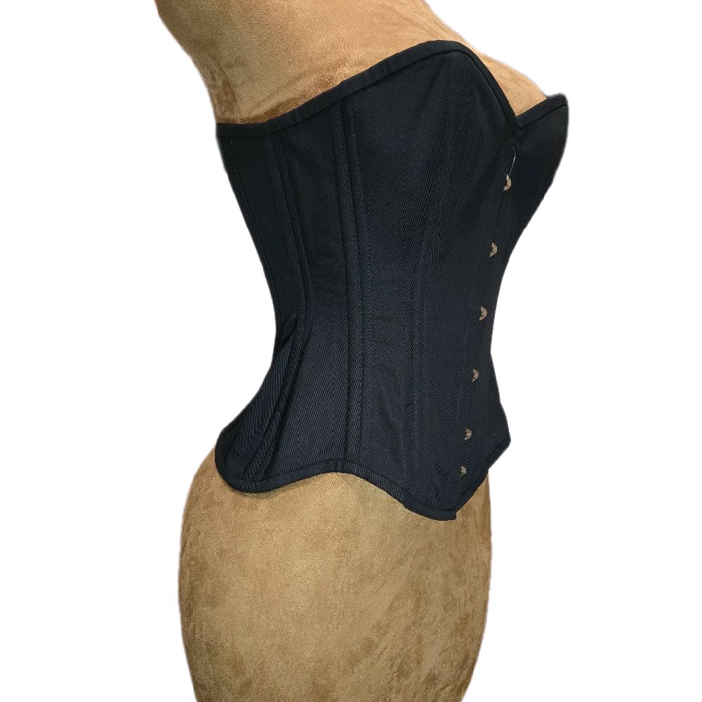 22 Waist Goal| 14"| Overbust Black Cotton Corset