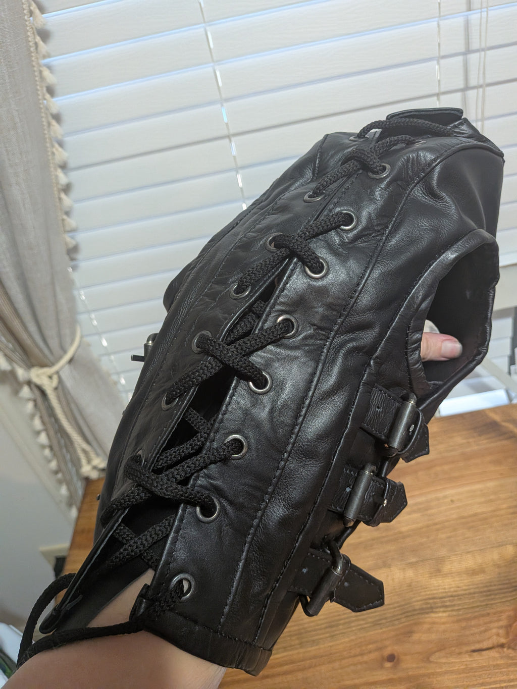Leather hood mask