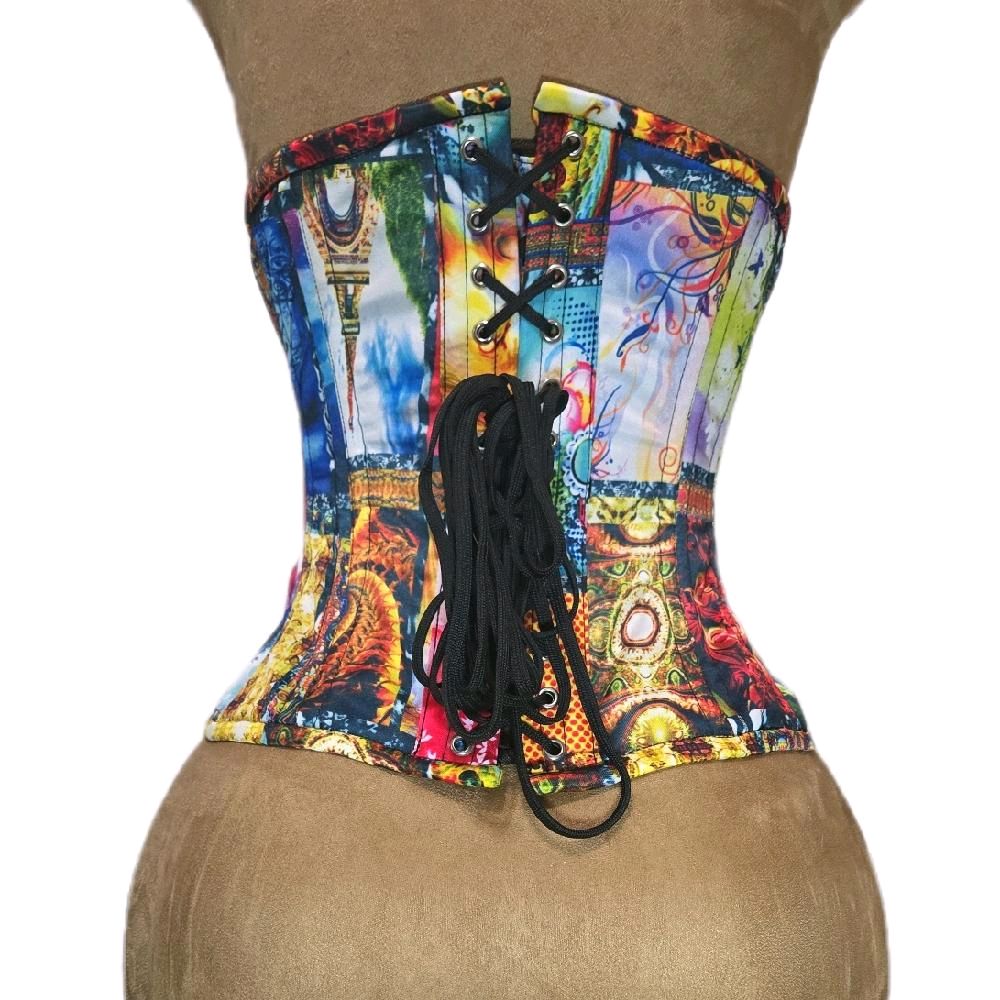Multi-Print Zip Corset – 26-Inch Waist Goal, 12½-Inch Length- Steel Boned Waist Training Trainer