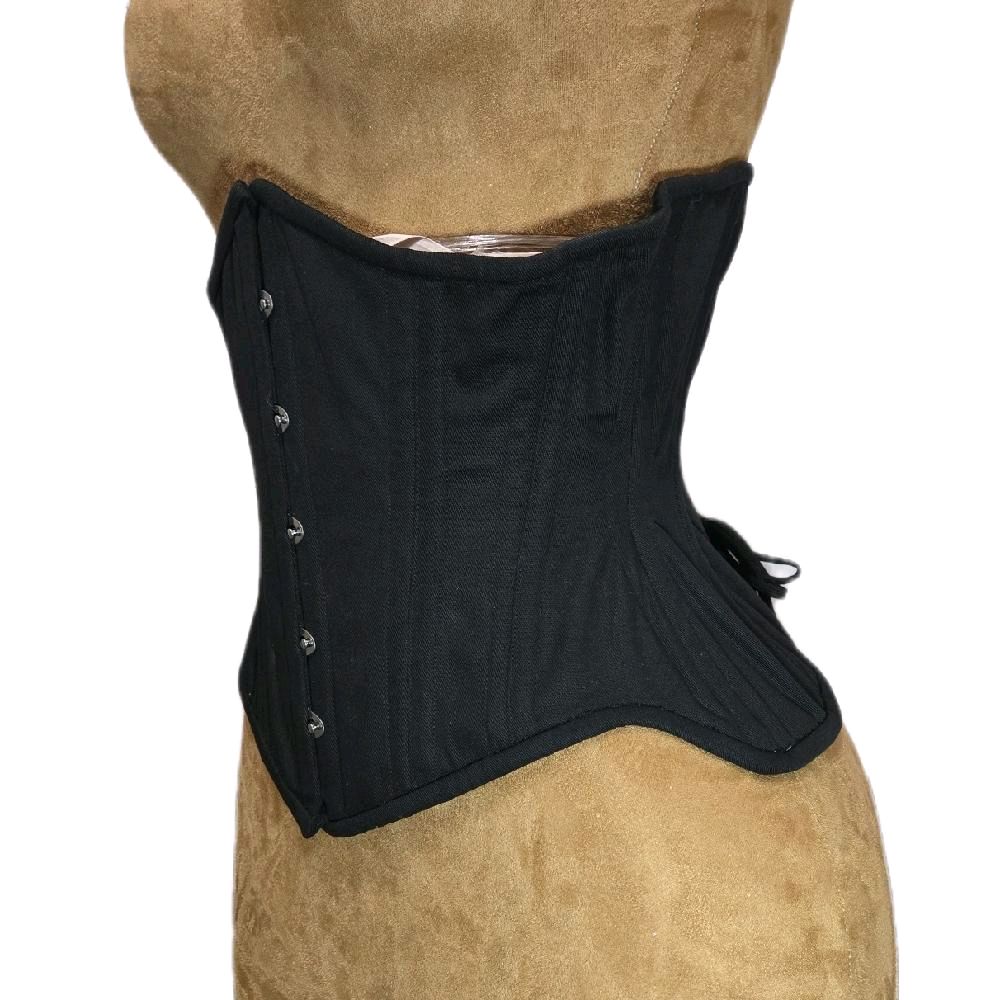 Black Cotton Waist Training Corset – 26" Waist Goal, 11.5" Length