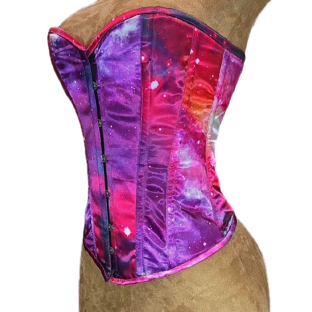 Pink, Purple & Red Galaxy Overbust Corset – 26" Waist Goal