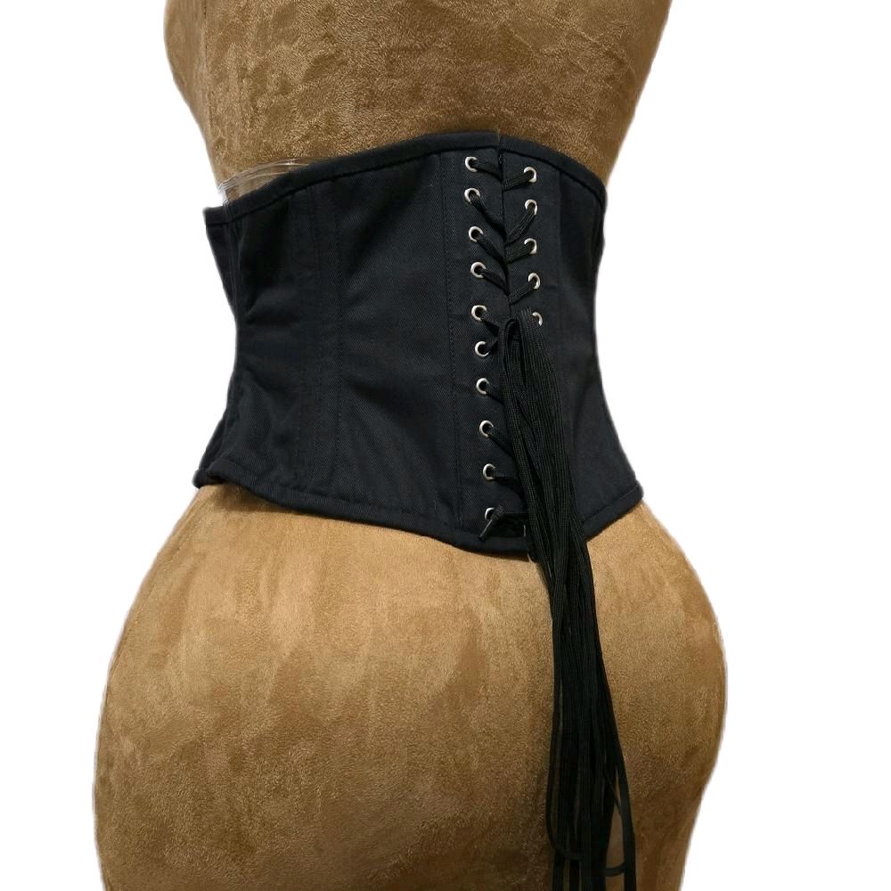 Black Cotton WASPIE Corset | 28" Waist Goal | 9 length