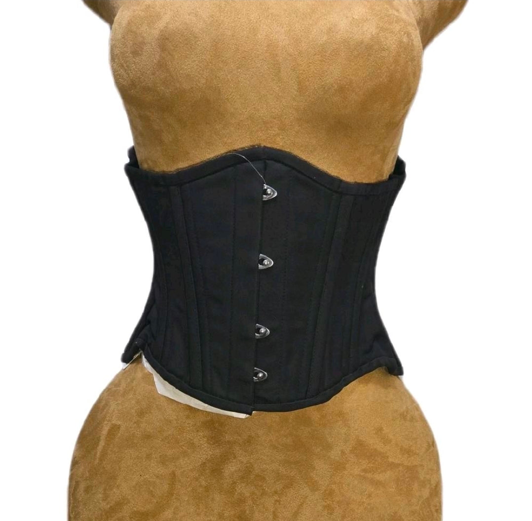 Black Brocade Zipper Waist Training Corset — Signature Shape CC-500-34” Waist Goal, 12” Length