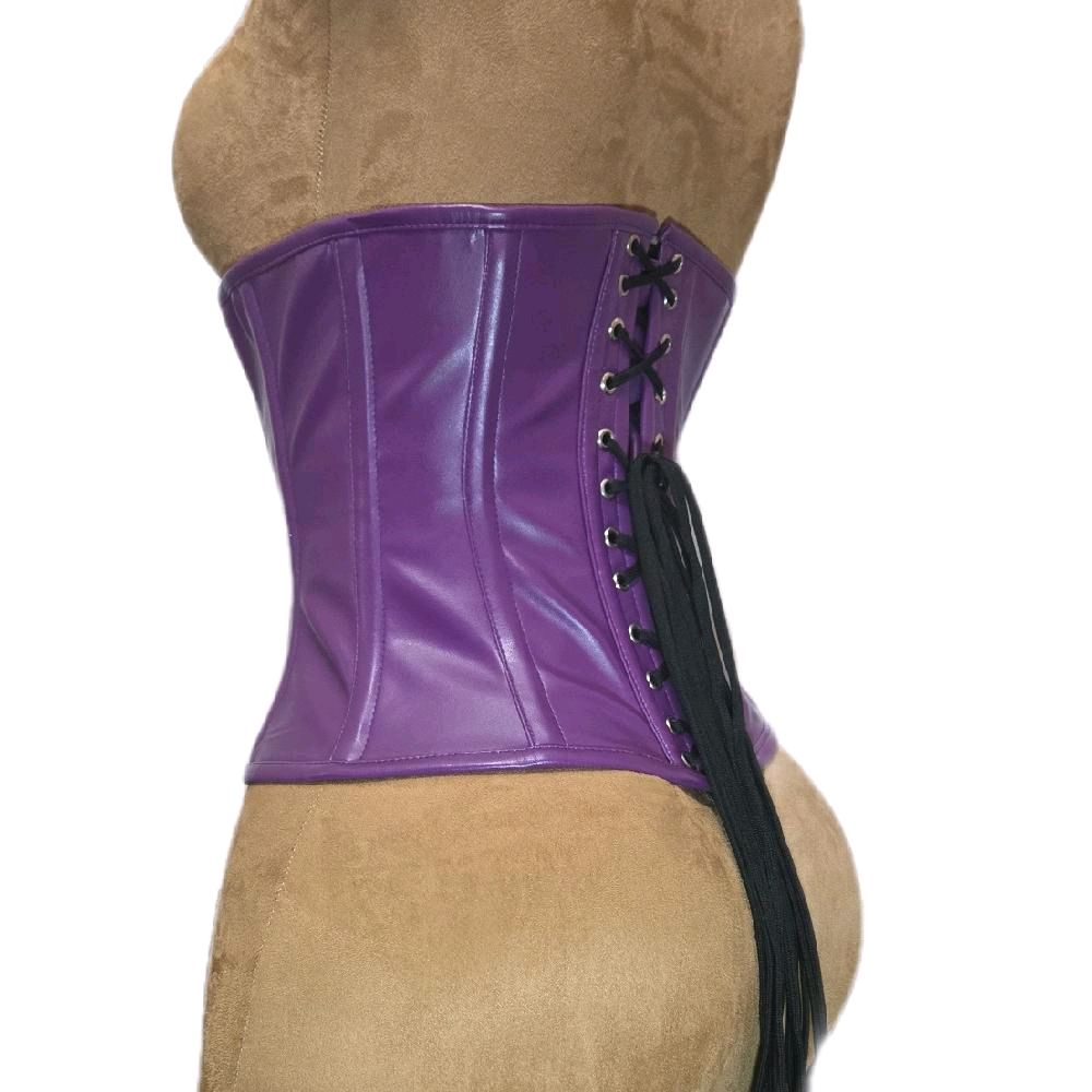 Purple Leather Waist Training Corset – 26-Inch Waist Goal, 10½-Inch Length