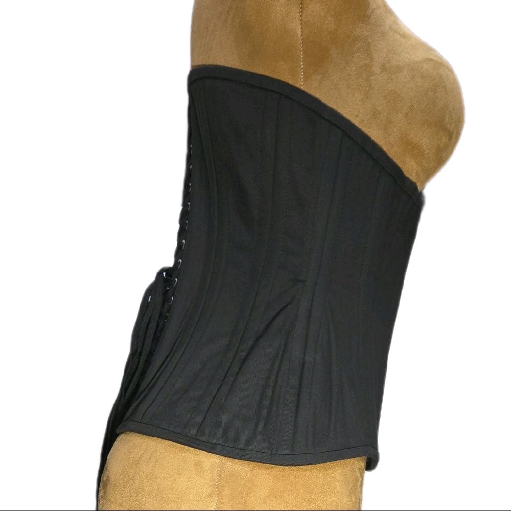 28 Waist Goal | 12.5" Length | Black Cotton Waist Training Corset