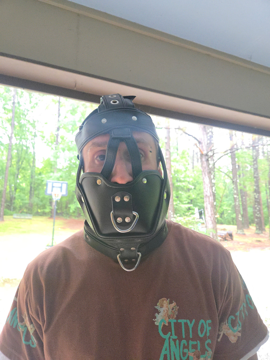 Adjustable Genuine Leather Muzzle Mask – Lockable D-Ring Design- Ready to ship