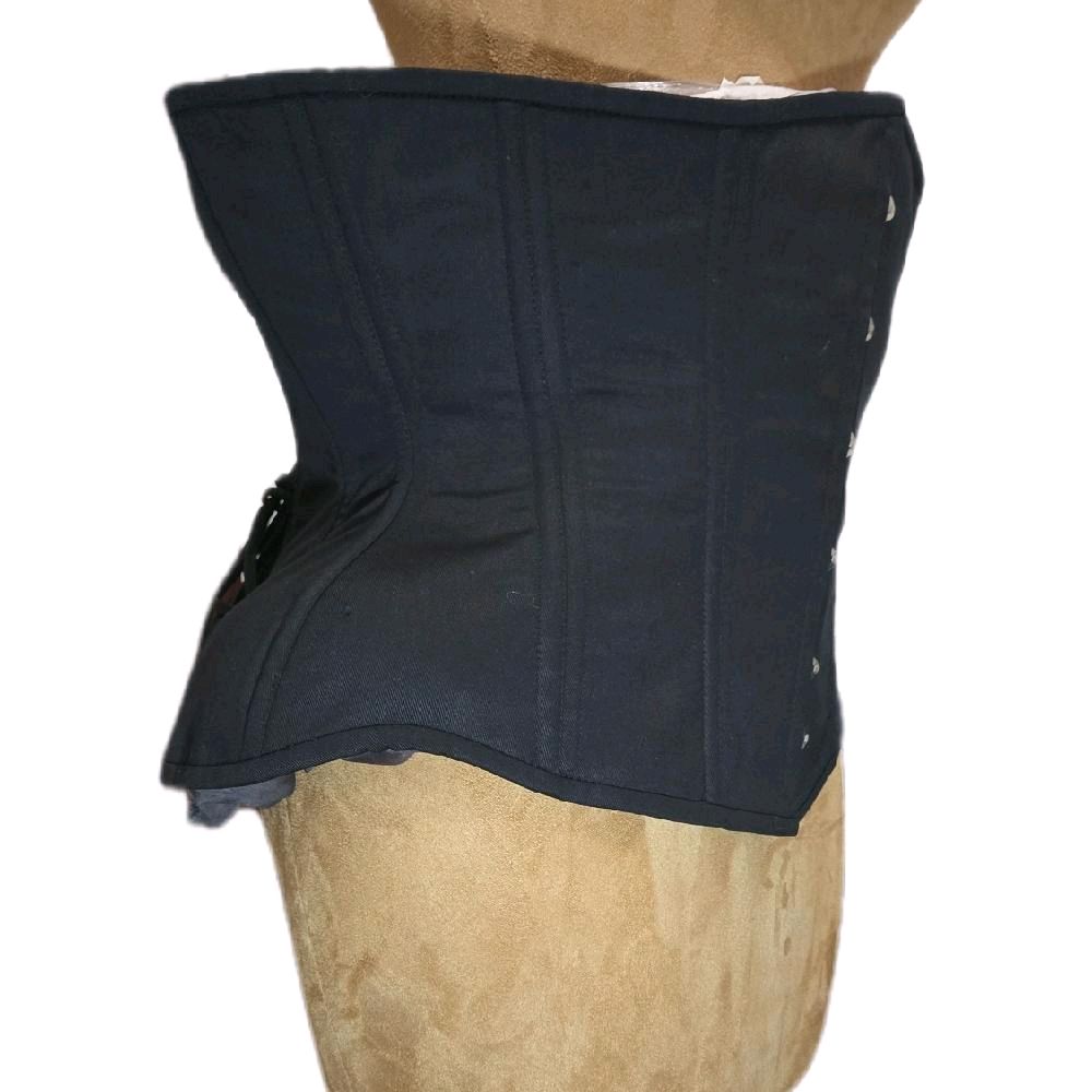 Black Cotton Waist Training Corset | 38” Waist Goal | 14.5” Length |