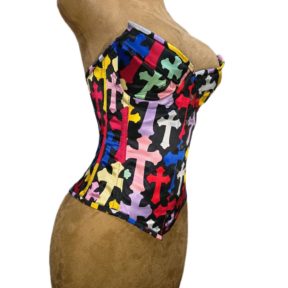RAINBOW CROSS Overbust Corset 26" Waist Goal • 14.5" Length •