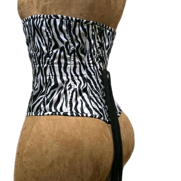 Zebra Print Satin Corset – 28-Inch Waist, 12.5″ Length