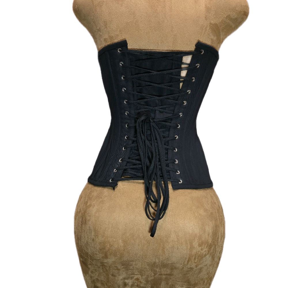 22 Waist Goal| 14"| Overbust Black Cotton Corset
