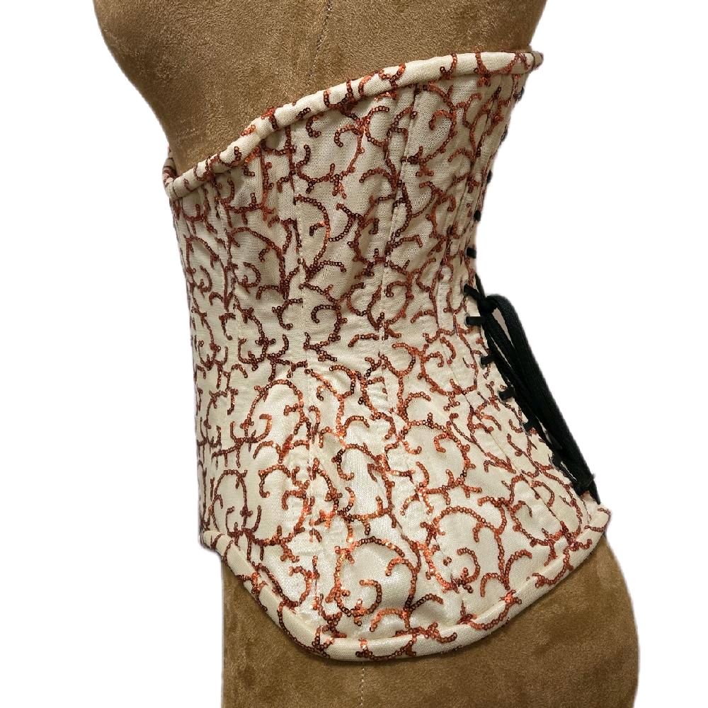 Orange Creamsicle Corset with Sequin Beaded Detailing | 22" Waist Goal | 11" Length