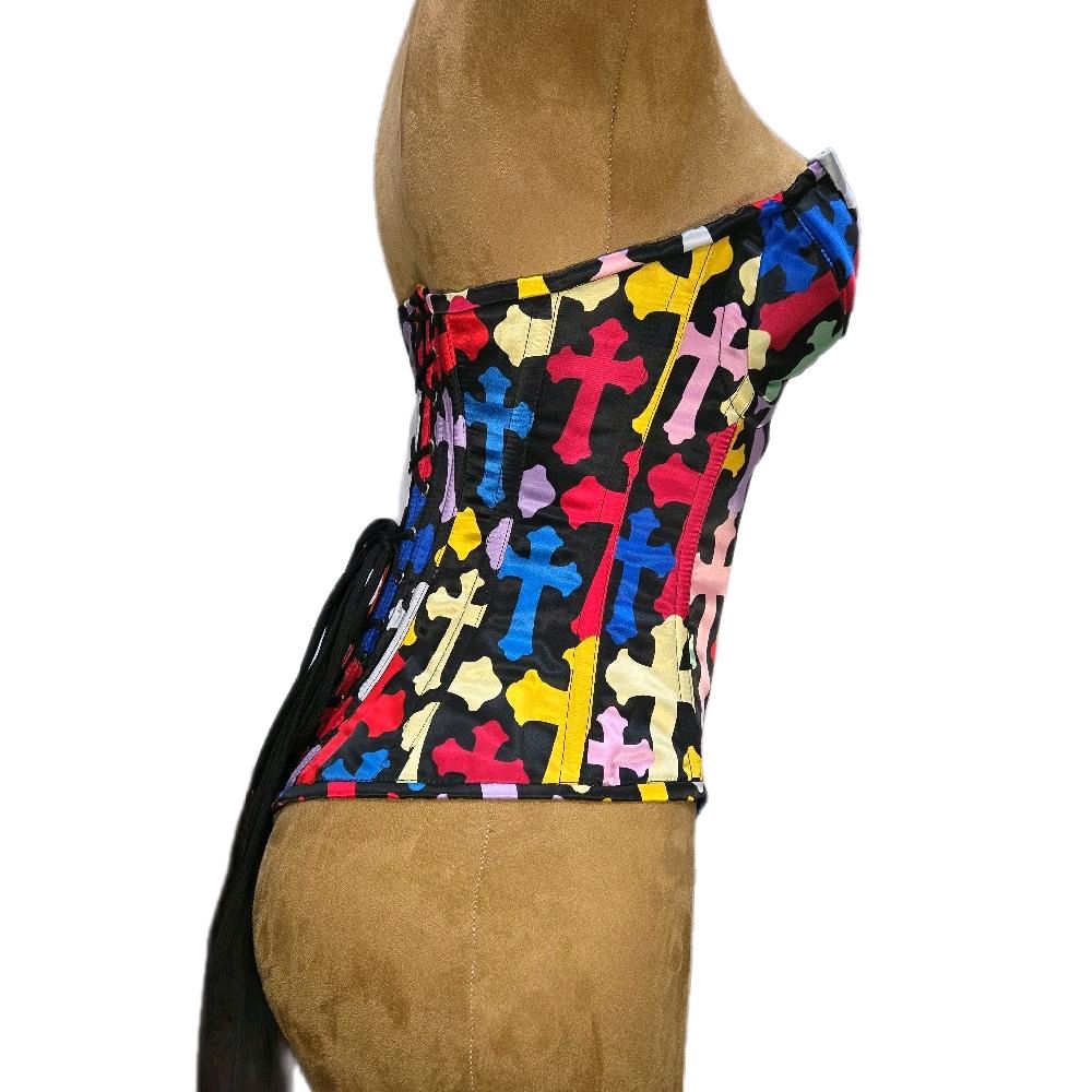 RAINBOW CROSS Overbust Corset 26" Waist Goal • 14.5" Length •