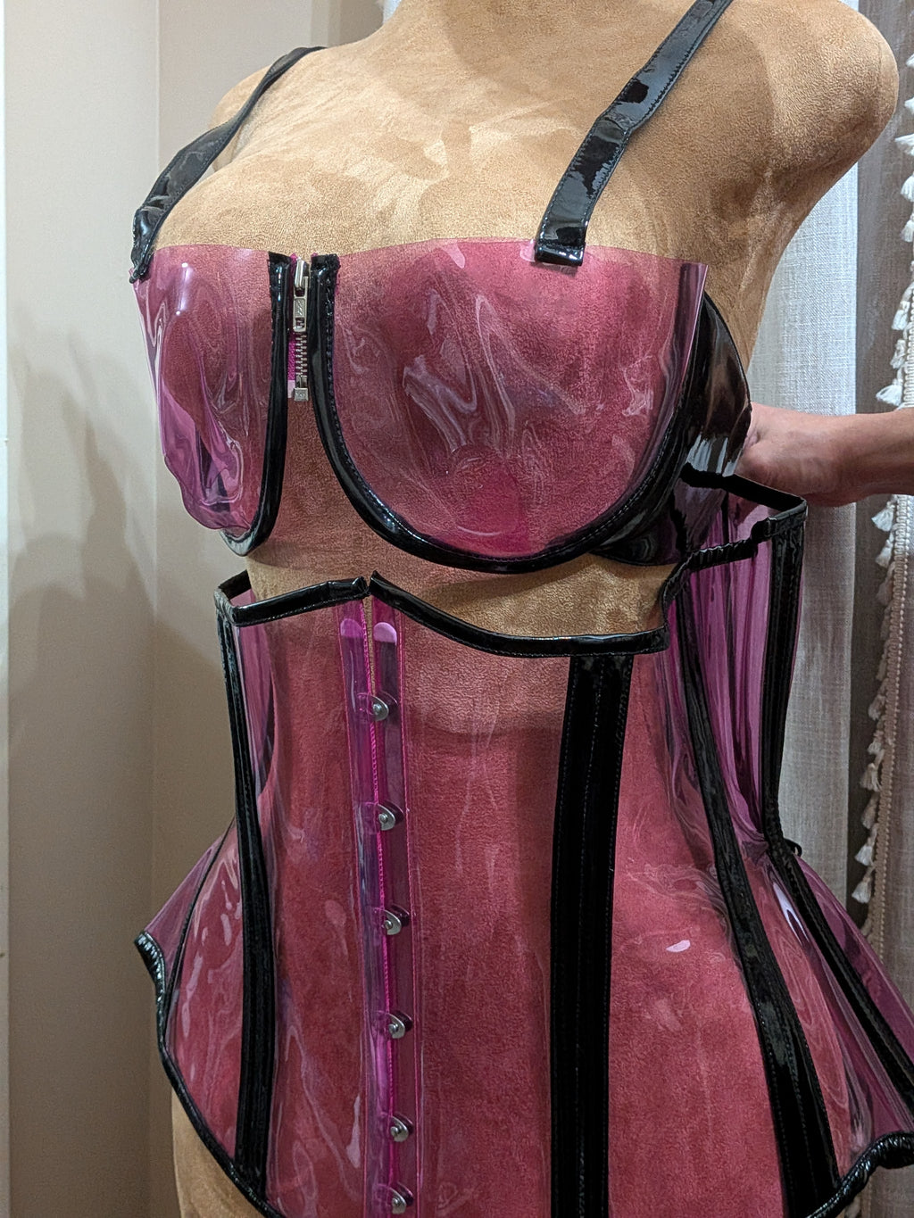 Custom purple PVC corset and bra