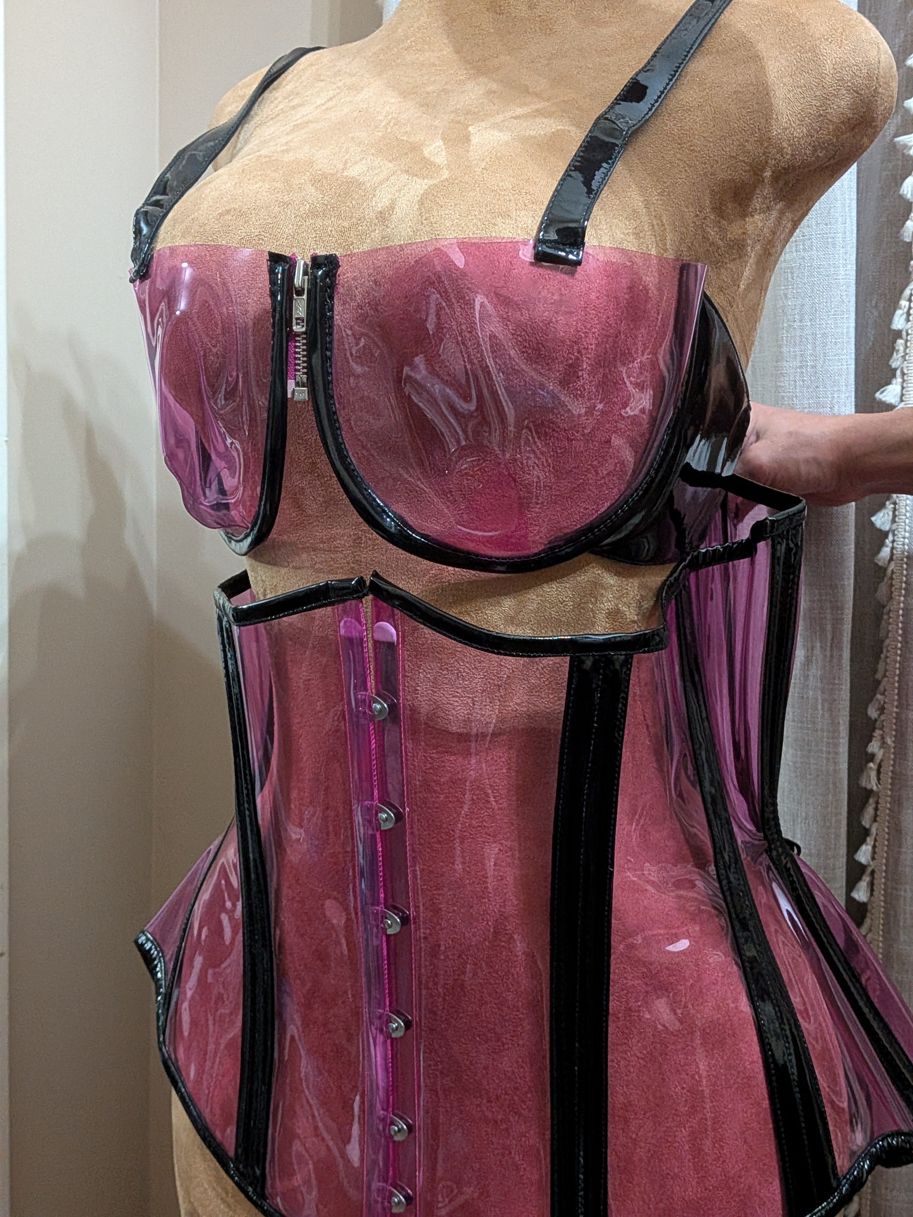 Custom purple PVC corset and bra