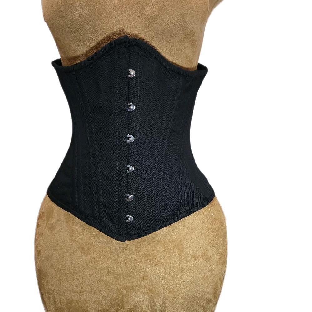 Black Cotton Waist Training Corset – 26″ Waist Goal, 13″ Length