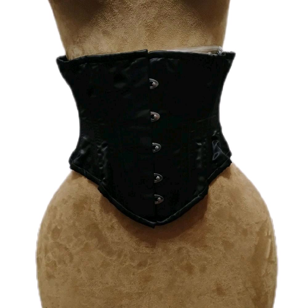 Black Satin Waist Training Corset | 26" Waist Goal | 9.5" Length | Steel Boned