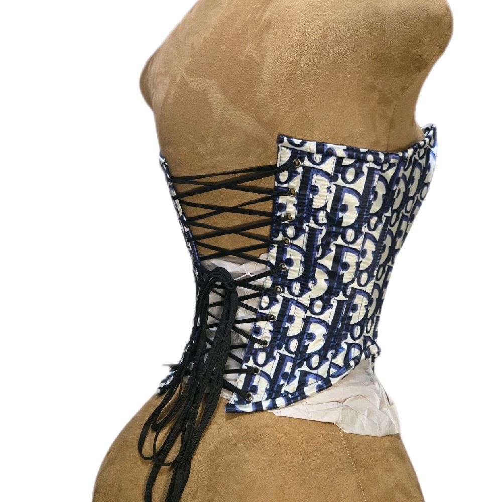 🖤💙 Designer Print Overbust Corset – 24" Waist Goal | 12” Center Length 🤍